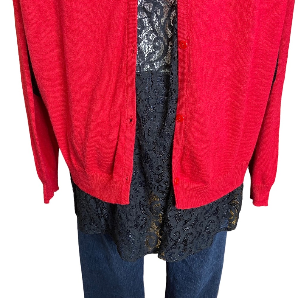 TORRID Lace Hem Pullover Sweater Split Button Bac… - image 11